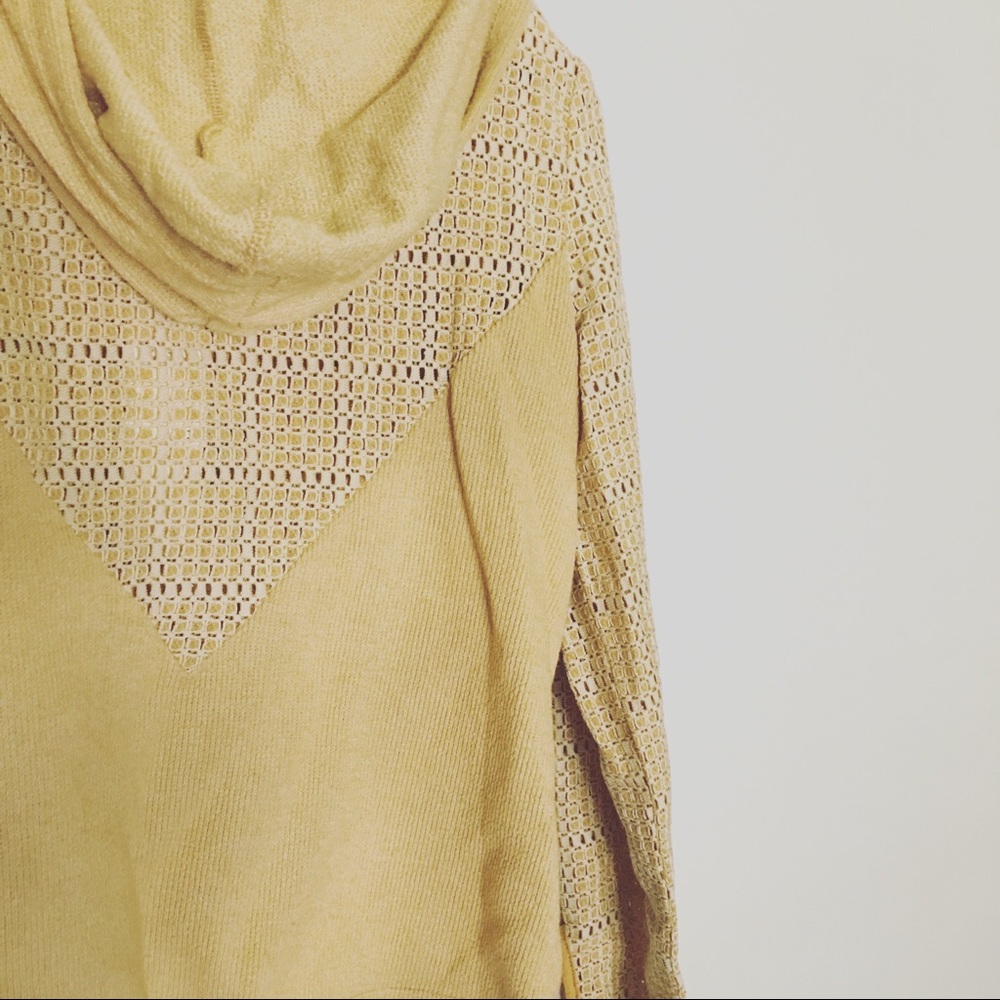 Anthro Anama Mustard Tie Sleeve Hoodie - Picture 5 of 8